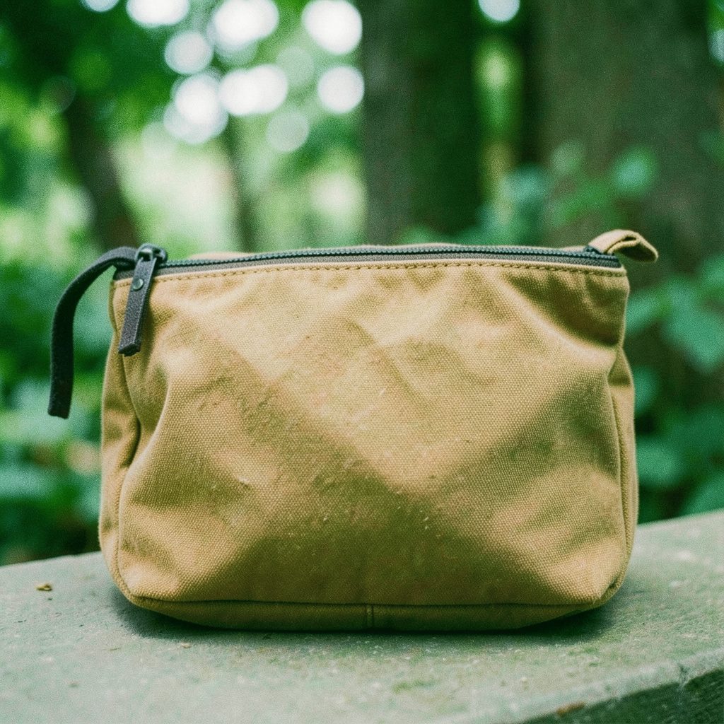 A tan Deuce pouch with a subdued tactical look, resting on a flat surface in soft daylight.